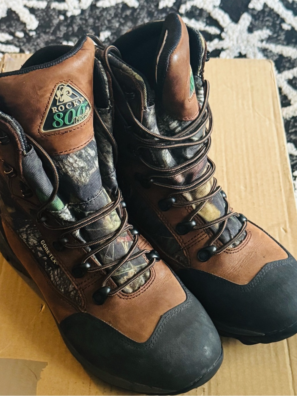 Rocky Brown & Black Camo Waterproof Hunting Boots Women’s 9.5